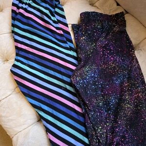 2prs! One Size Fits Most Sweet Legs Colorful Patterned Leggings